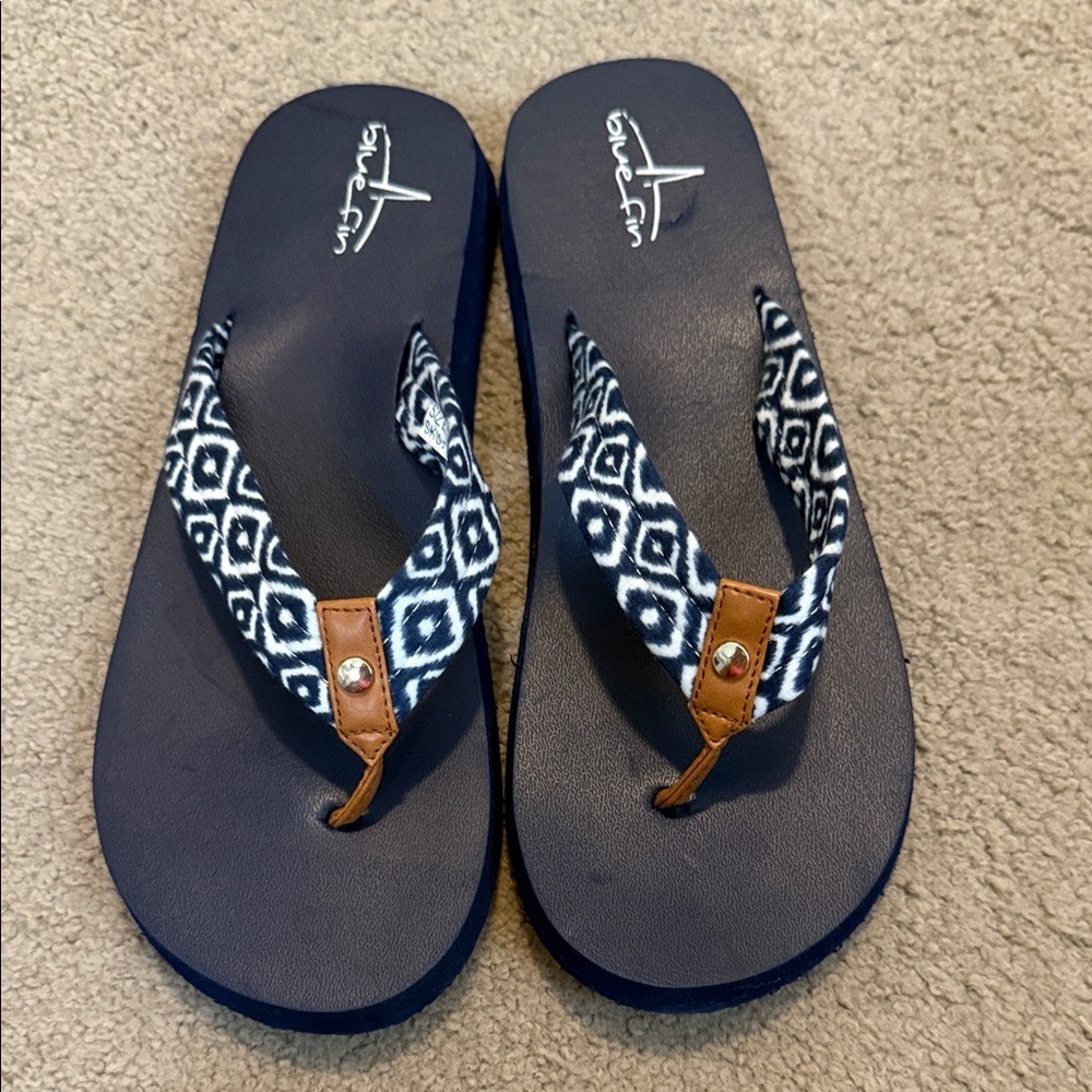 Blue and White Sandals